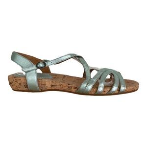 ANTHROPOLOGIE‎ Miss Albright Philadelphia Blue Metallic Leather Strappy Sandals